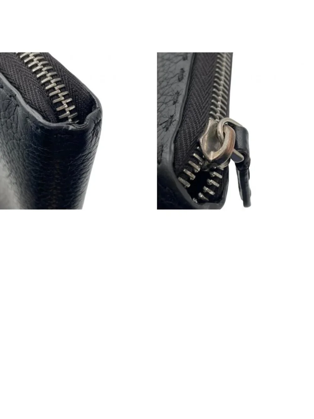 Fendi Wallet Selleria Zip Around Leather Marais the Black Silver Classic Simple